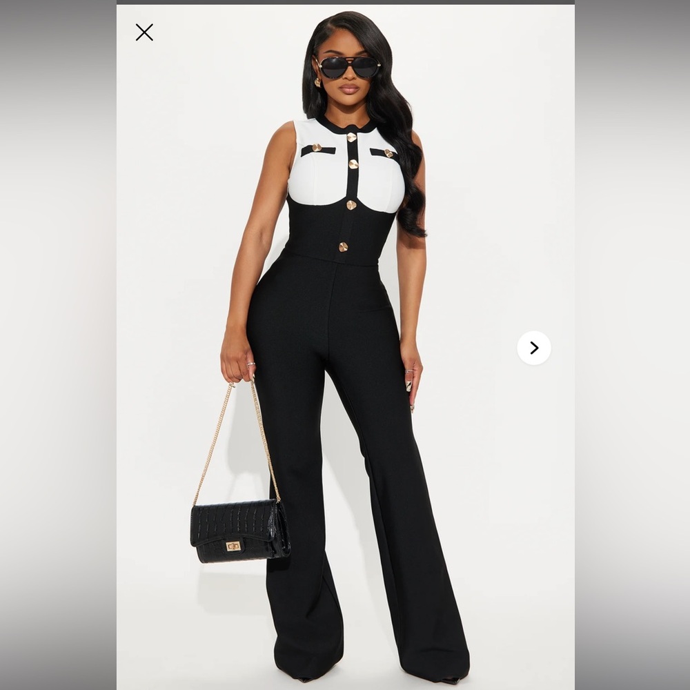 Bandage Elegant Black and White Jumpsuit